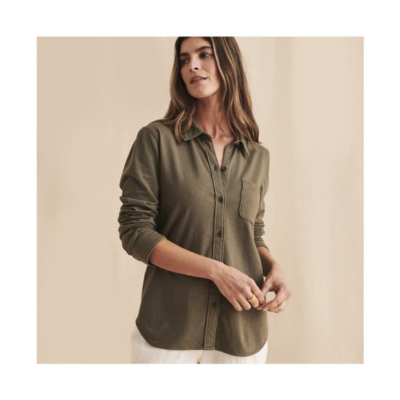 Faherty Tops - Faherty sunwashed knit button down shirt olive green